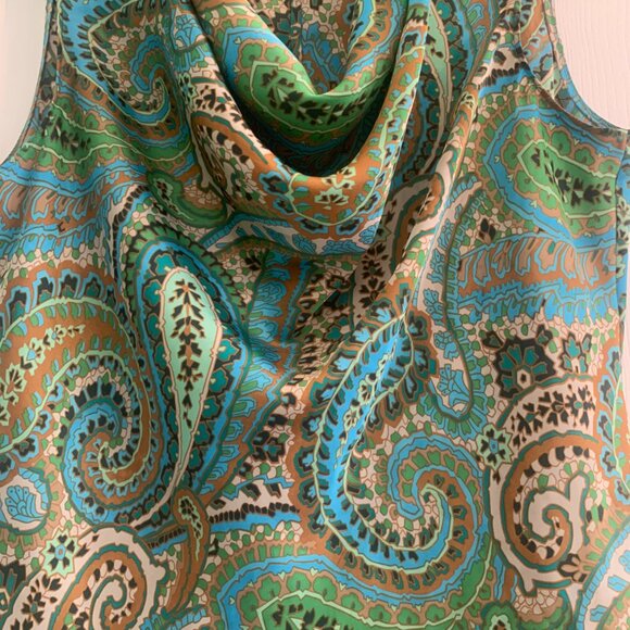 Banana Republic Paisley Sleeveless Cowl Neck Large Blouse - Picture 2 of 8